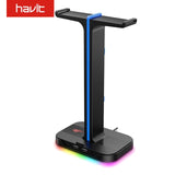 Havit RGB Headphones Stand with 3.5mm AUX and 2 USB Ports