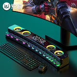 Wireless Bluetooth Gaming Speakers Super Bass Subwoofer - HIFI Stereo - Surround Soundbar for Computer with LED Clock Display Lights